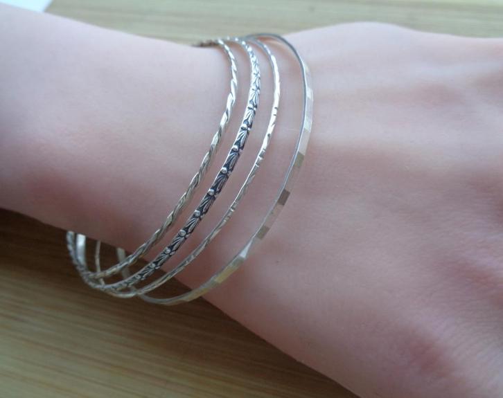zilveren set van 4 rinkelarmbanden [874], Sieraden, Tassen en Uiterlijk, Armbanden, Zo goed als nieuw, Zilver, Zilver, Verzenden