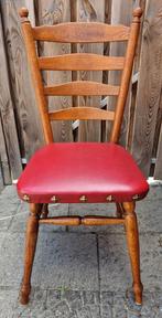 Massief eiken eetkamerstoel met rode skai bekleding., Ophalen, Klassiek, Eén, Rood