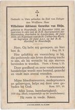 Wilhelmus A.G. van Rhijn 1890 Noordwijk + 1933 Amsterdam, Verzenden, Bidprentje