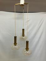 Vintage MCM hanglamp oker glas, Hillebrand Duitsland, Ophalen of Verzenden, Gebruikt, Glas, Minder dan 50 cm