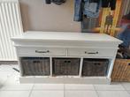 Stevig houten halkast/bank met 3 rieten manden, Huis en Inrichting, Kasten | Dressoirs, Ophalen, Gebruikt, 50 tot 100 cm, Met lade(s)