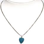 Schitterende Antieke Zilver Turquoise Hart Hanger Ketting, Verzenden, Zilver, Ketting, Met edelsteen