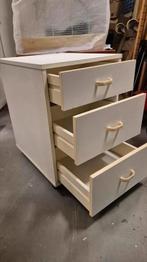 Retro ladenkastje, 3 laden, wit hout, op wieltjes, Huis en Inrichting, Bureaus, Ophalen, Gebruikt, Geen idee, Geen@idee.nl