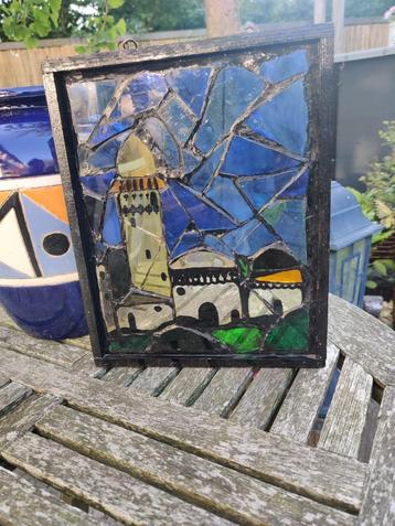 Uniek glas-in-lood kunstwerk 26 cm hoog x 21 cm breed beschikbaar voor biedingen