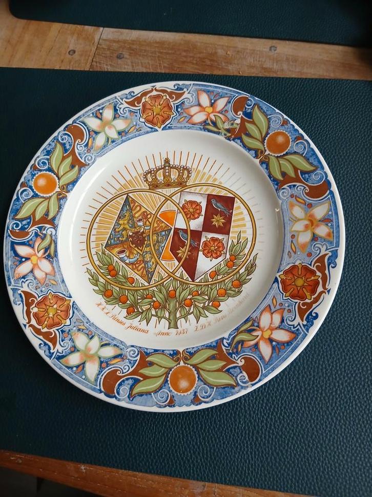 Juliana & Bernhard Huwelijksbord 1937, Antiek en Kunst, Antiek | Wandborden en Tegels, Ophalen of Verzenden
