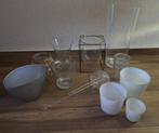13x Witte en doorzichtige glazen bloempotten, vaas, hanger, Tuin en Terras, Bloempotten, Ophalen, Overige materialen, Gebruikt