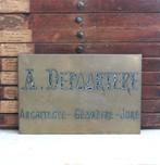 Antiek Frans naambord A. Depoortere Argaitecte-Géomètre-Jure, Antiek en Kunst, Ophalen of Verzenden