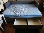 Bedbank met 3 lades, grijs, 160x200, zonder matrassen, Ophalen, Gebruikt, Tweepersoons, 200 cm