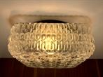 Plafondlamp vierkant (22 cm) bewerkt helder glas, Glas, Ophalen of Verzenden