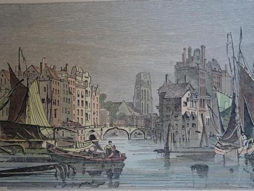 staalgravure Rotterdam haven Laurenskerk J. Jackson 19e eeuw, Antiek en Kunst, Kunst | Etsen en Gravures, Verzenden