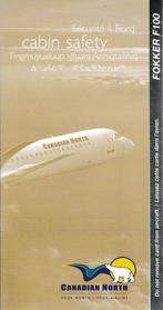 Flight Safety Card Canadian North Fokker 100, Verzamelen, Luchtvaart en Vliegtuigspotten, Ophalen of Verzenden, Zo goed als nieuw