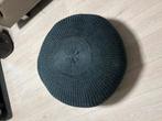 Donkerblauwe poef, Ophalen, Rond, Zo goed als nieuw, Stof