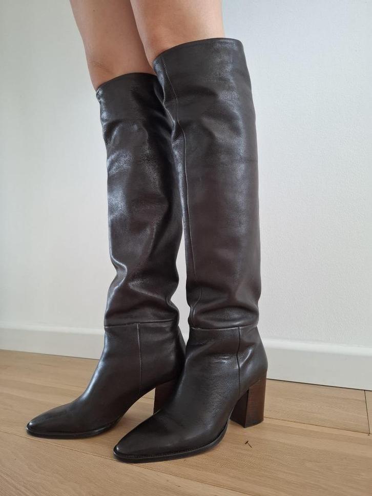 Massimo Dutti hoge leren laarzen bruin (maat 38), Kleding | Dames, Schoenen, Zo goed als nieuw, Hoge laarzen, Bruin, Ophalen of Verzenden