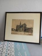 Gravure Ets, Groote Markt Met St. Bavo Haarlem ,MJ,(adv.299), Ophalen of Verzenden