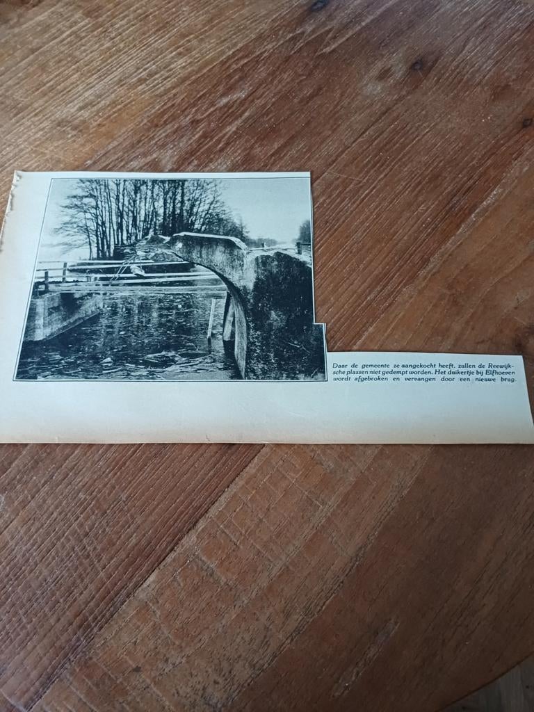 Knipsel duikertje Elfhoeven Plassen Reeuwijk 1931, Ophalen of Verzenden, 1920 tot 1940, Knipsel(s)