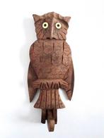 Vintage antiek Art Deco 20s 30s hout beeld trekpop uil vogel, Verzenden