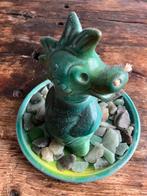Olielampje draak groen met schaaltje en stenen, Ophalen of Verzenden, Gebruikt, Fantasy