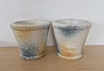 2 rustieke aardewerk potjes met kaars, 9 cm hoog, Huis en Inrichting, Woonaccessoires | Kandelaars en Kaarsen, Overige materialen
