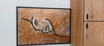 Uitsnede vrouwen gezicht in metaal. 100 x 70, Ophalen, Zo goed als nieuw, Schilderij, 75 cm of meer