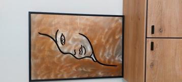 Uitsnede vrouwen gezicht in metaal. 100 x 70 beschikbaar voor biedingen