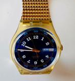 Vintage Swatch horloge, Swiss Made, Goud/Blauw, Uniek Design, Ophalen, Swatch