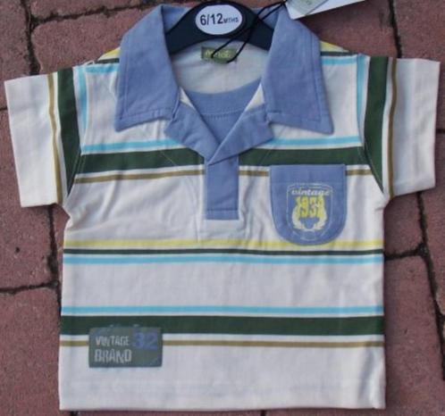 Minoti polo ecru/blauw maat 68/74 *NIEUW* (3715), Kinderen en Baby's, Babykleding | Maat 68, Nieuw, Jongetje, Shirtje of Longsleeve