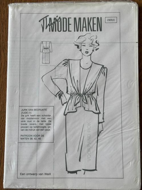 Patroon, jurk Vintage jaren 80, Hobby en Vrije tijd, Kledingpatronen, Nieuw, Overige typen, Vrouw, Overige merken, Ophalen of Verzenden