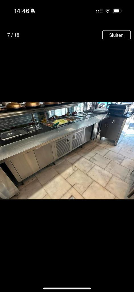 Roestvrijstaal met marmer blad   Afzuig rvs. Saladette, Huis en Inrichting, Keuken | Complete keukens, Zo goed als nieuw, Overige typen