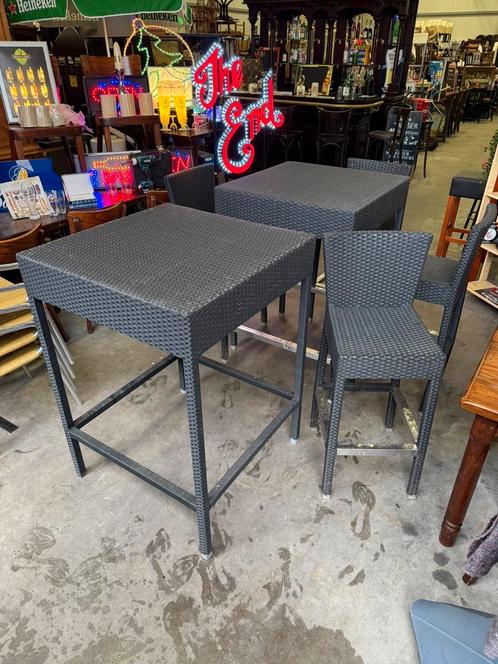 Wicker krukken terras tafels en barkrukken, Tuin en Terras, Tuinstoelen, Gebruikt, Wicker, Ophalen of Verzenden