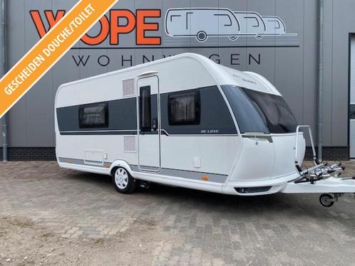 Hobby De Luxe 495 WFB Mover Voortent Fietsendr., Caravans en Kamperen, Caravans, Bedrijf, tot en met 4, 1000 - 1250 kg, Standaardzit