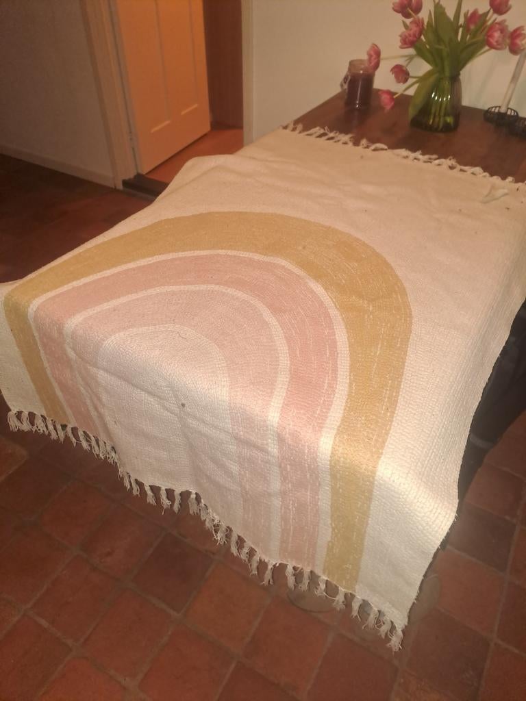 Mooi vloerkleed 100x150 cm met regenboog design, Ophalen, Bruin, Scandinavisch, Zo goed als nieuw