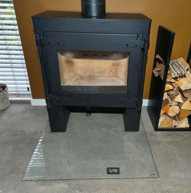Glasplaat 80*80 gehard en helder, Huis en Inrichting, Kachels, Zo goed als nieuw, Vrijstaand, Overige soorten, Overige brandstoffen
