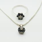Zilveren ring en ketting met 1ct saffieren, Gebruikt, Verzenden, 19 tot 20, Nvt