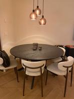Zwarte ronde eettafel, Huis en Inrichting, Tafels | Eettafels, Ophalen, Rond, Zo goed als nieuw, 100 tot 150 cm