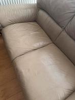 Leren beige bank met stoel., Ophalen, Gebruikt