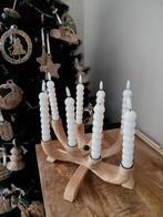 Mango Houten Kandelaar met LED Kaarsen, Huis en Inrichting, Woonaccessoires | Kandelaars en Kaarsen, Nieuw, Bruin, Ophalen of Verzenden