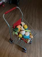 Winkelwagentje met houten en stoffen groenten en fruit, Ophalen of Verzenden, Gebruikt, Overige typen, Met wieltjes