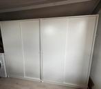 2 Witte kledingkasten met schuifdeuren – strak design, Ophalen, 100 tot 150 cm, Zo goed als nieuw, 150 tot 200 cm