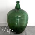 Grote vintage glazen Dame Jeanne wijnfles, gistfles groen, Antiek en Kunst, Ophalen