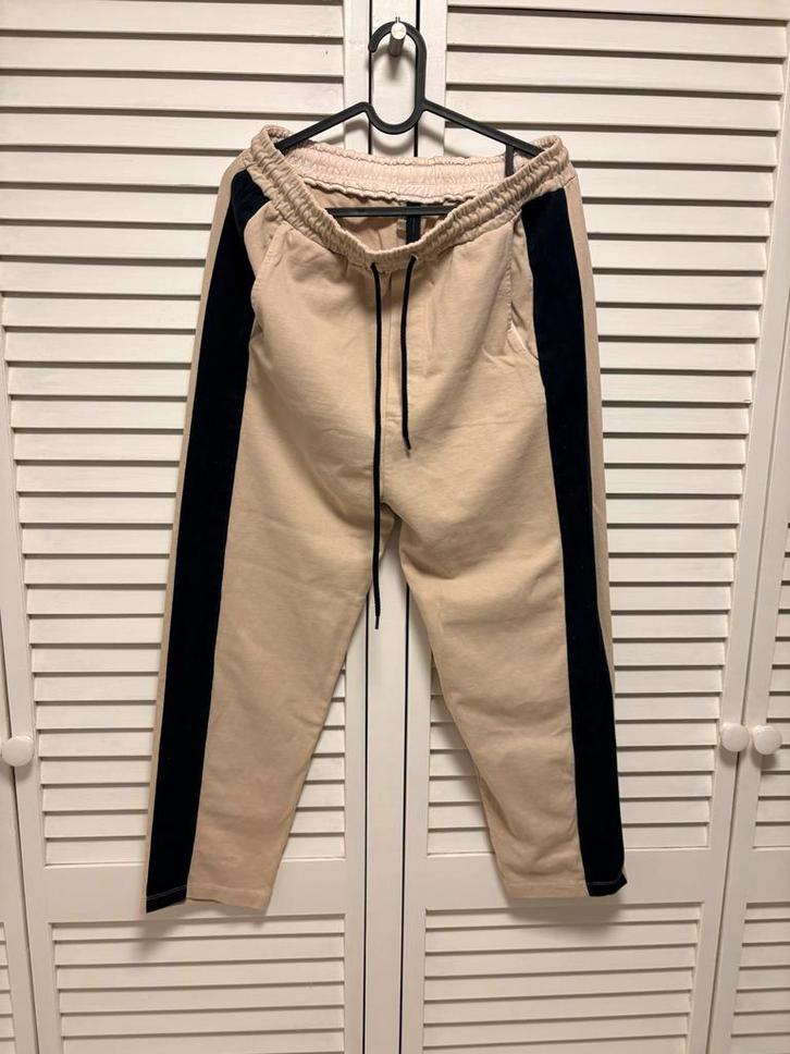 Ecru Jogging pak Broek & jasje met Zwarte Bies - Maat 42, Kleding | Dames, Jasjes, Kostuums en Pakken, Zo goed als nieuw, Kostuum of Pak