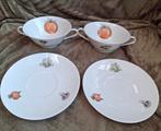 2 vintage soepkommen groentemotief, gemerkt Spenzo, Antiek en Kunst, Antiek | Servies los, Ophalen of Verzenden