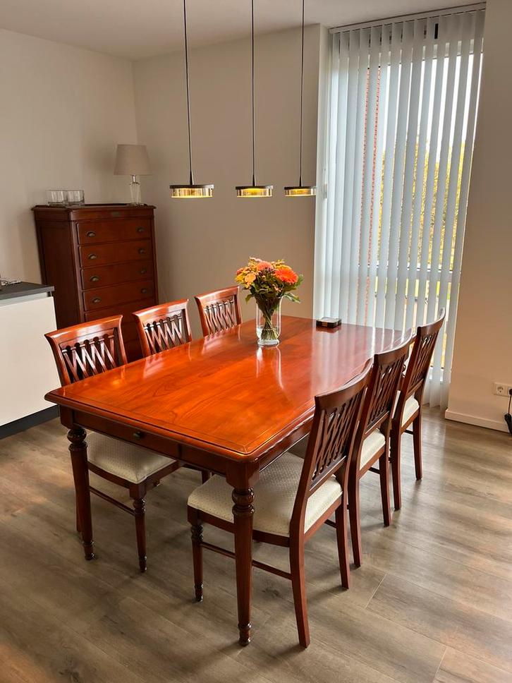 6 delige kersenhout eetkamerset Novio Forum, Huis en Inrichting, Complete eetkamers, Zo goed als nieuw, Ophalen of Verzenden