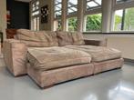 Loungebank geschuurd leer, Huis en Inrichting, Banken | Bankstellen, Ophalen, Gebruikt, Driepersoons, Leer