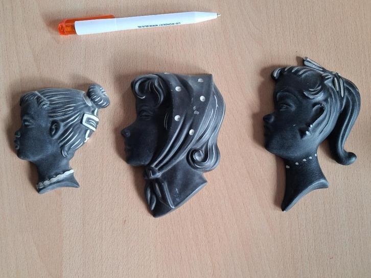 3 L’Ancora de Kroon vintage keramiek meisjes hoofdjes, Antiek en Kunst, Antiek | Keramiek en Aardewerk, Ophalen of Verzenden