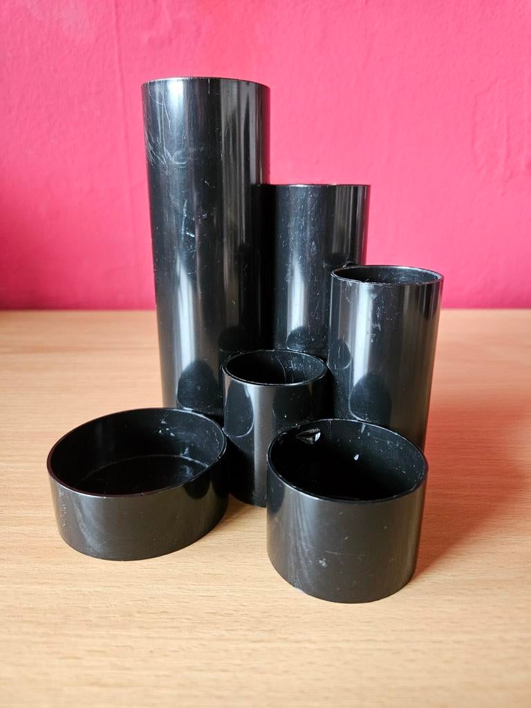 Retro cilinder pennenbak met zes vakken, Ophalen of Verzenden, Gebruikt