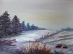 Schilderij landschap Nepal sneeuwlandschap, Antiek en Kunst, Kunst | Schilderijen | Klassiek, Ophalen of Verzenden