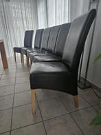 6 leren eetkamerstoelen, Huis en Inrichting, Ophalen, Gebruikt, Bruin, Leer