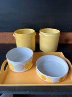 2x bloempot/2xschaal/ 1x dienblad geel, Ophalen, Zo goed als nieuw, Overige vormen