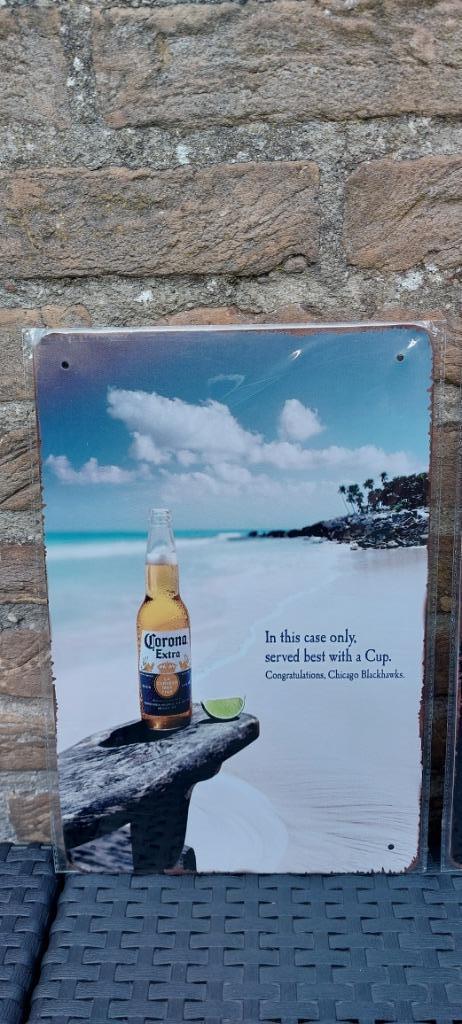 Metalen reclamebord Corona (nr5), Verzamelen, Biermerken, Nieuw, Reclamebord, Plaat of Schild, Overige merken, Ophalen of Verzenden