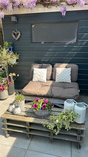 Palletbank /tuinbank met kussens beschikbaar voor biedingen